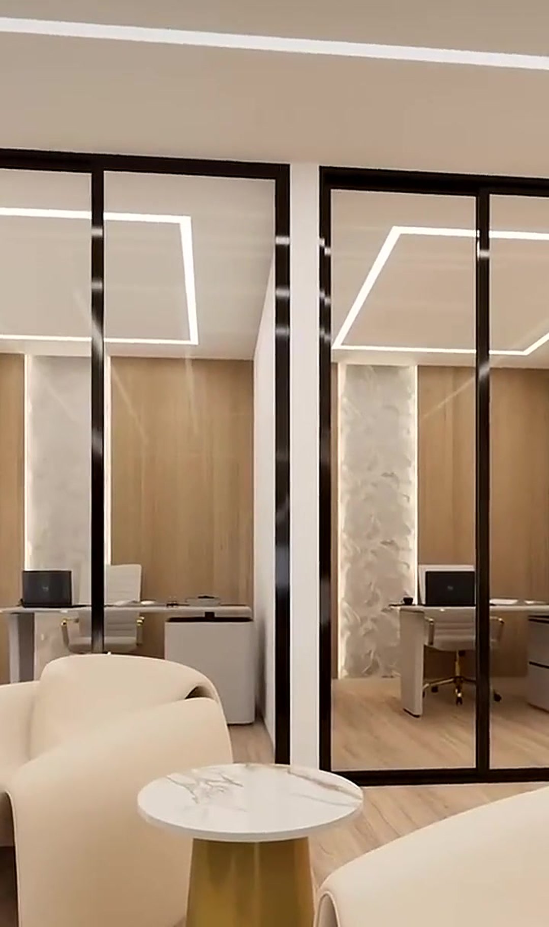 Glass-walled private offices