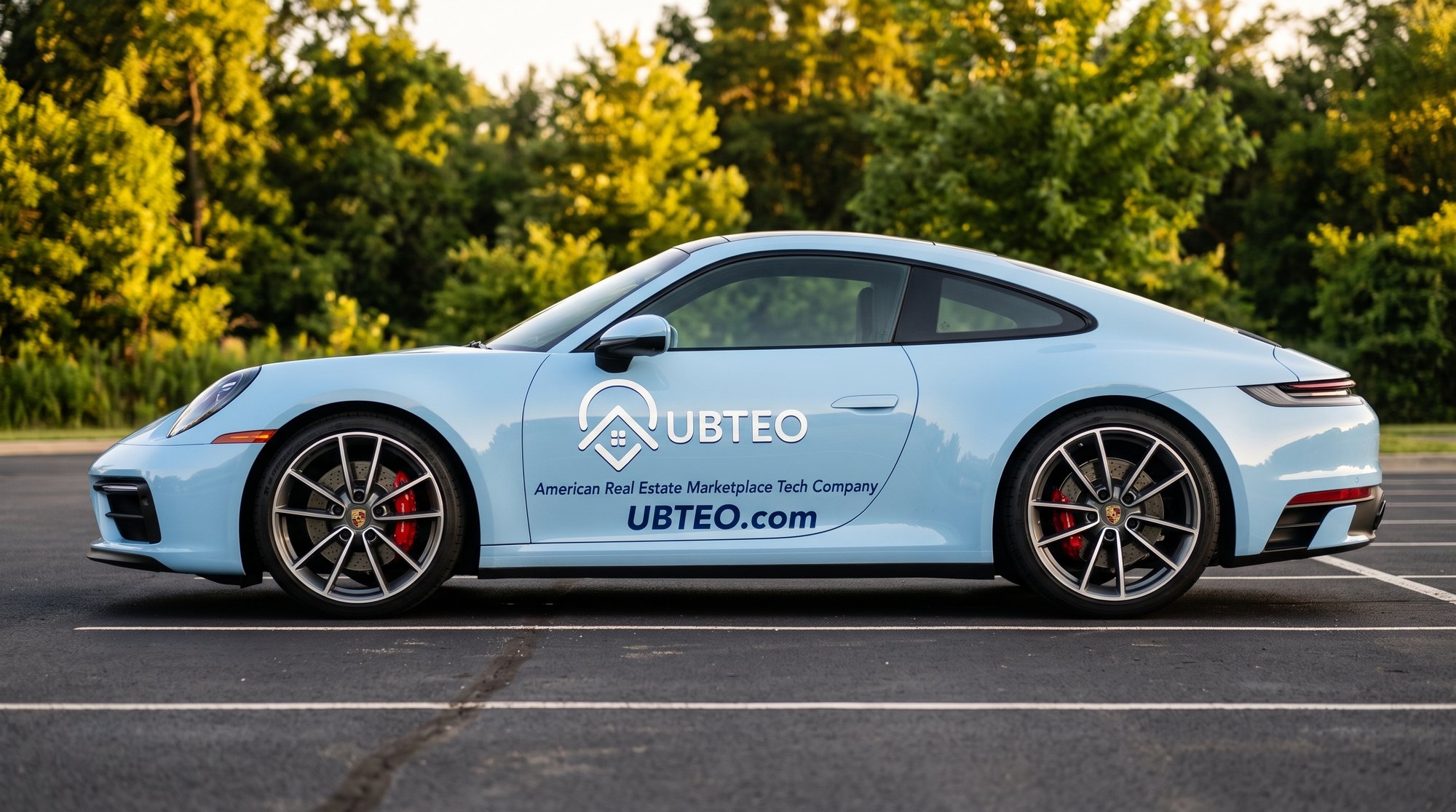 The UBTEO Porsche, wrapped in UBTEO blue